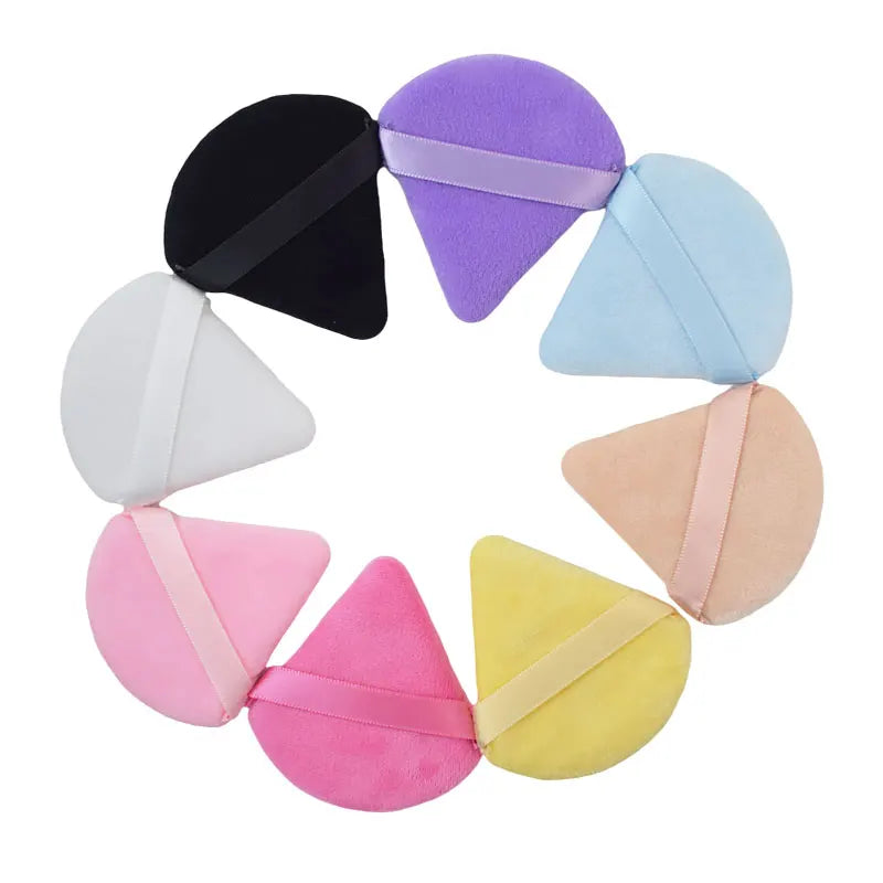 10/20Pcs Triangle Velvet Powder Puff Pizza Flours Mini Face Makeup Sponge Cosmetics Washable Lightweight Makeup Tool