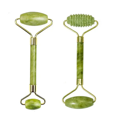 Natural Jade Roller Massager for Face Body Back Foot Massage Roller Facial Liftting Anti-Wrinkle Double-End Gua Sha Jade Stone