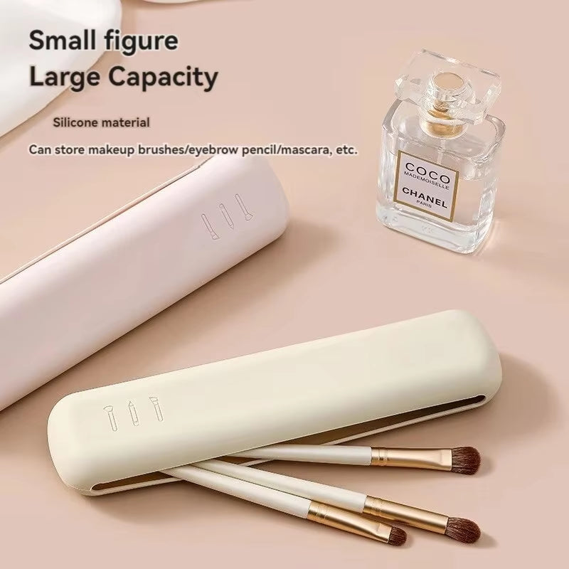 Silicone Brow Pencil Case Makeup Brush Eyeshadow Brush Storage Set Dust-Proof Simple Portable Travel Bag Specific