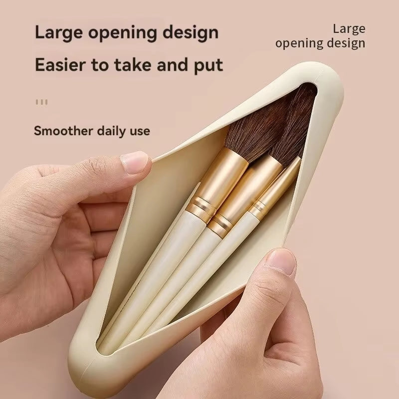 Silicone Brow Pencil Case Makeup Brush Eyeshadow Brush Storage Set Dust-Proof Simple Portable Travel Bag Specific