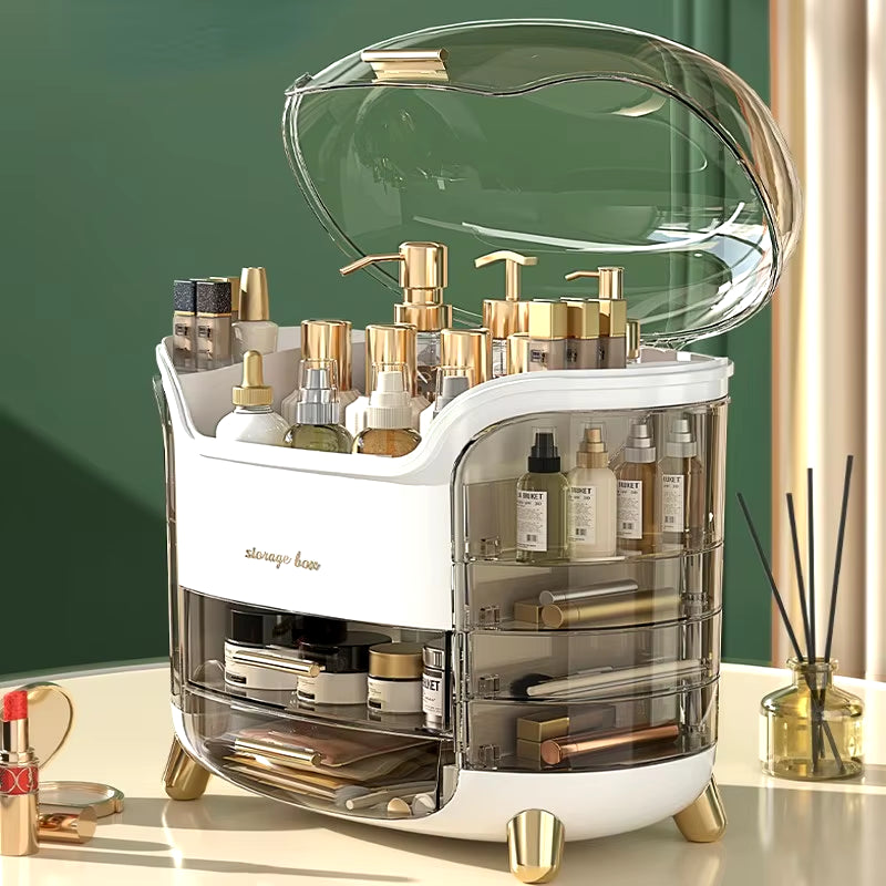 Transparent Desk Makeup Organizer Box Large Capacity Cosmetic Jewelry Storage Drawer Bathroom Dressing Table Sundries Container