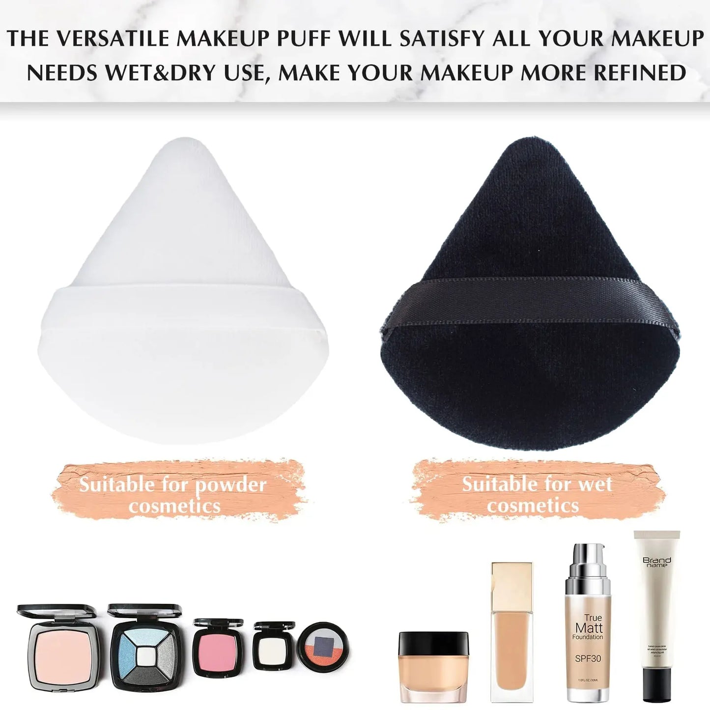 10/20Pcs Triangle Velvet Powder Puff Pizza Flours Mini Face Makeup Sponge Cosmetics Washable Lightweight Makeup Tool