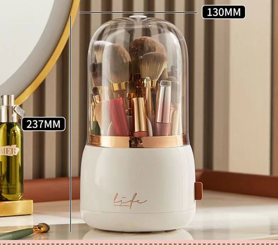 360° Rotating Makeup Brushes Holder Portable Desktop Cosmetic Organizer for Brushes Cosmetic Storage Box Clear Jewelry Container