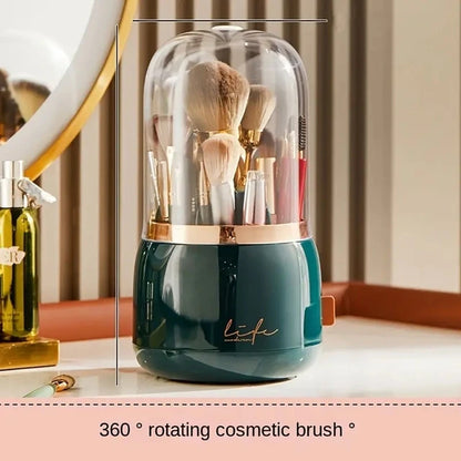 1Pccosmetic Storage Dustproof Rotating Compartment Brush Tube Lipstick Eye Shadow Makeup Brush Bucket Desktop Shelf