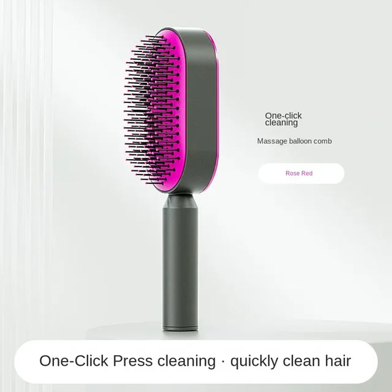 Self Cleaning Hair Brush for Women One-Key Cleaning Hair Loss Airbag Massage Scalp Comb Anti-Static Hairbrush Dropshipping