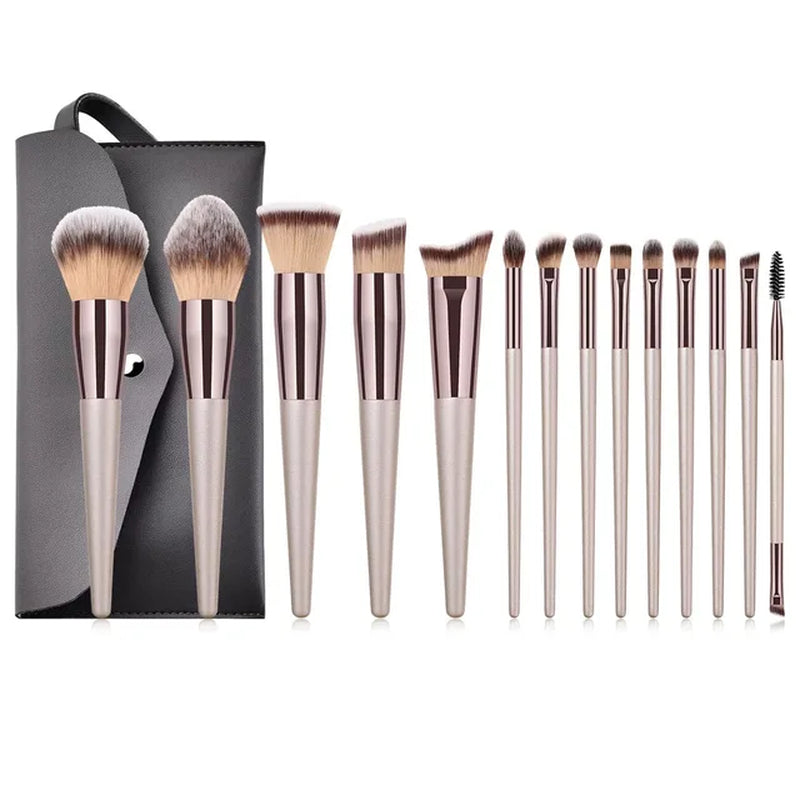 Hot Champagne Makeup Brushes Set for Women Cosmetic Foundation Powder Blush Eyeshadow Kabuki Blending Make up Brush Beauty Tools