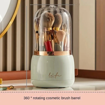 1Pccosmetic Storage Dustproof Rotating Compartment Brush Tube Lipstick Eye Shadow Makeup Brush Bucket Desktop Shelf