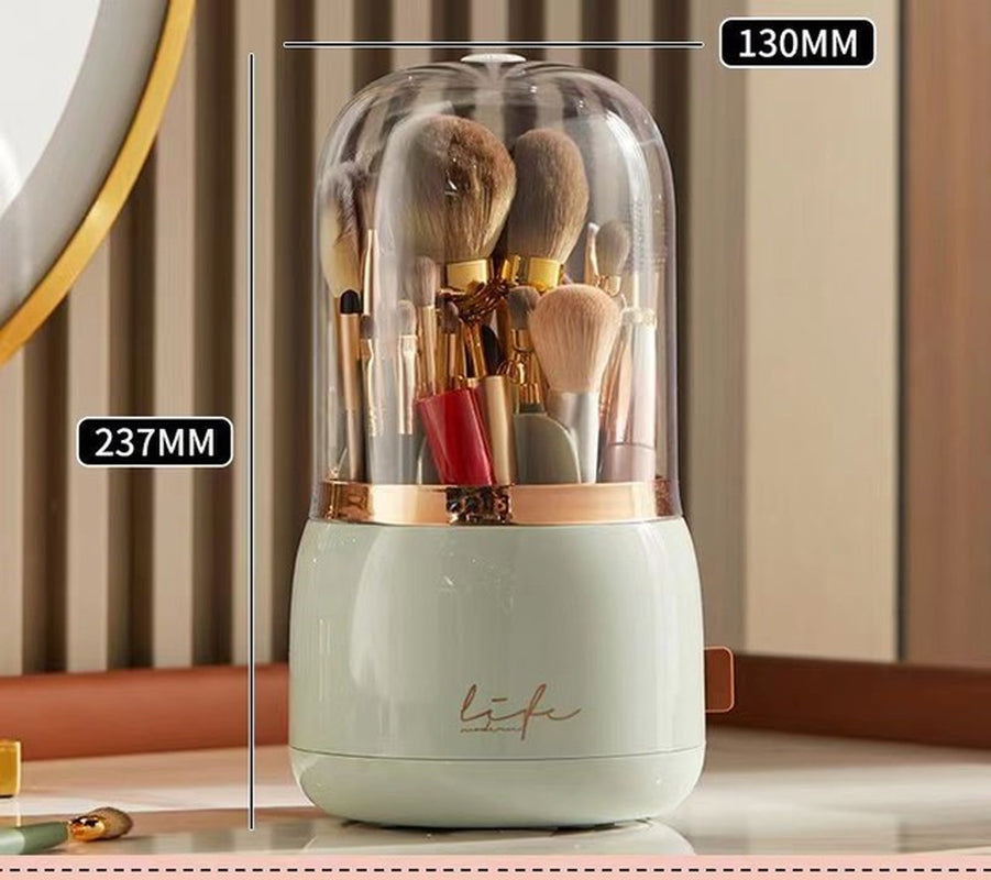 360° Rotating Makeup Brushes Holder Portable Desktop Cosmetic Organizer for Brushes Cosmetic Storage Box Clear Jewelry Container