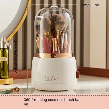 1Pccosmetic Storage Dustproof Rotating Compartment Brush Tube Lipstick Eye Shadow Makeup Brush Bucket Desktop Shelf