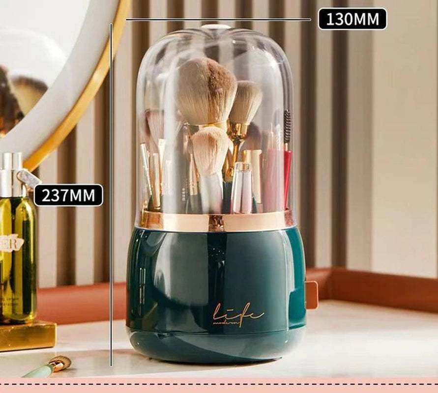 360° Rotating Makeup Brushes Holder Portable Desktop Cosmetic Organizer for Brushes Cosmetic Storage Box Clear Jewelry Container